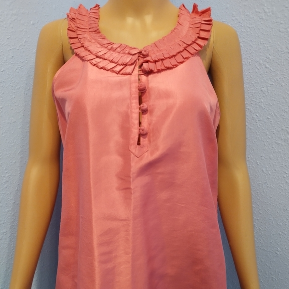 J. Crew Tops - NWOT J.Crew Silk Rose Pink Ruffle Pleated Blouse 4